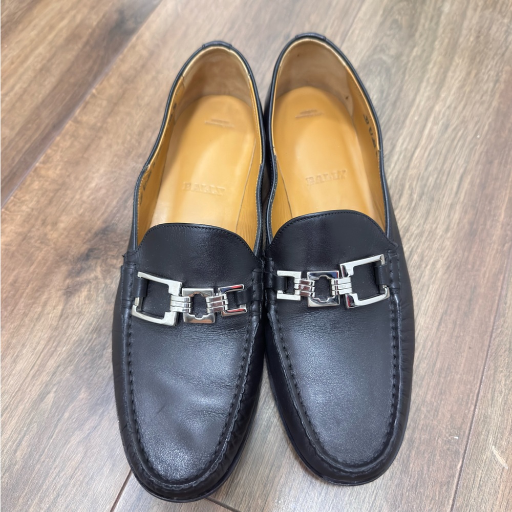 Bally Black Leather Bit Loafers with Silver Hardware women’s US 6.5